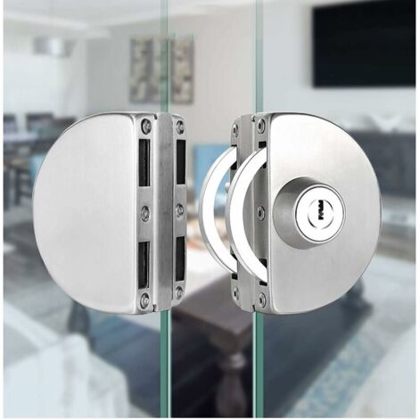 VURAHOME - Sans Perçage Serrure de Porte en Verre en Acier Inoxydable Serrure de Porte en Verre double Serrure de Porte en Verre Centrale Double Porte Coulissante Porte en Verre (1/5)