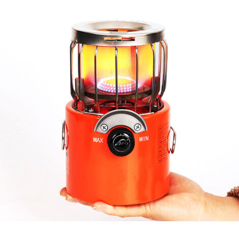 VURAHOME - 2000W Portable Mini Chauffe-Gaz Camping Réchaud Chauffage Cuisinière Pour Cuisiner Randonnée Pêche Sur Glace Camping Randonnée,Orange, (1/5)