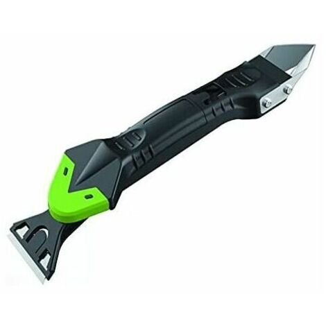 VURAHOME - Outil 5 en 1 pour enlever le silicone de l'outil d'étanchéité (tête en acier inoxydable), mastic, grattoir à joint incl. 5 pièces jointes, excellent outil pour la cuisine, la salle de bain,