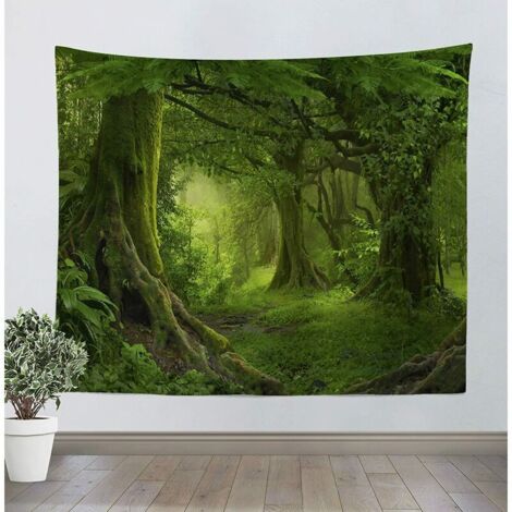 VURAHOME - Tapisserie Tenture Murale Psychédélique Arbre Forêt tapis Tissu drap mural Décoration Murale Maison Salon Chambre Dortoir Bohème Nature Paysage Avec Courte Peluche Tissu Doux (200 x 150 cm) (1/5)
