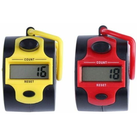 VURAHOME - Compteurs électroniques (lot de 2), compteurs numériques manuels avec anneau, cliqueur de golf portatif, cliqueur de chiffres Bouddha (rouge + jaune) (1/5)