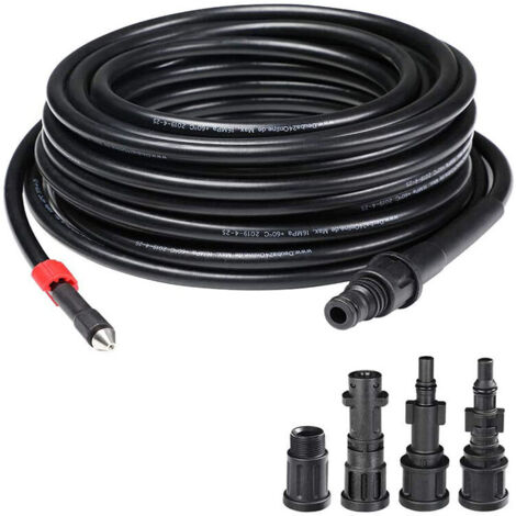 VURAHOME - Sonde de débouchage pour Tuyau Haute Pression 15 m, système Anti-Pliage, connecteur intérieur en cuivre revêtement en PVC, résistance maximale 160 Bars avec 4 adaptateurs (1/5)