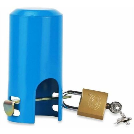 VURAHOME - Serrure de robinet d'eau Tuyau d'extérieur/jardin/cuisine Serrure de robinet Antivol Protection de robinet en métal à l'épreuve des enfants Style A (Bleu) (1/5)