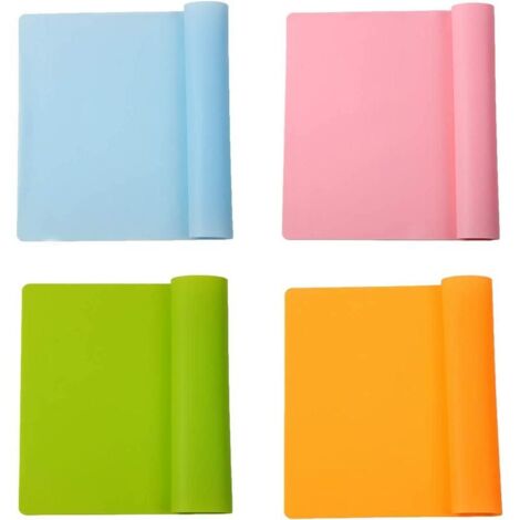VURAHOME - Lot de 4 Sets de Table en Silicone réutilisables en Silicone antidérapants pour Enfants, Isolation Thermique, pâtisserie, pâte à Rouler,faciles à Nettoyer(4 Couleurs) Couleur:Orange, Vert, (1/5)
