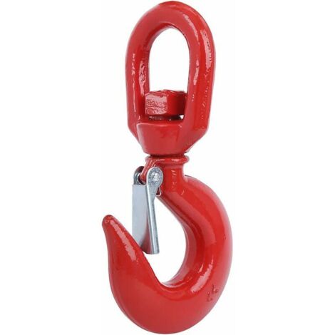 VURAHOME - 5T 5000 Kg rotatif rouge grue crochet en acier allié pivotant oeil gravité plate-forme levage industrie construction navale crochet rond 5T