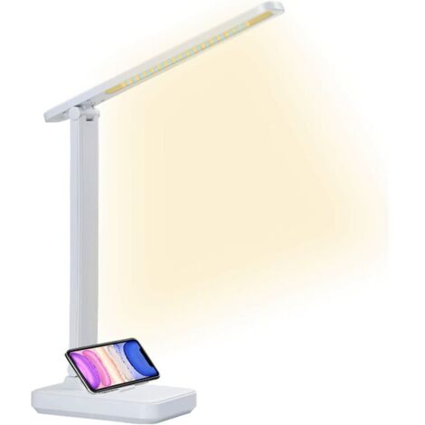 VURAHOME - Lampe de bureau LED lampe de chevet sans fil Rechargeable luminosité réglable Protection des yeux lampe de bureau avec support pour téléphone