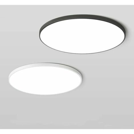 VURAHOME - Plafonnier Ultra-mince Rond Étanche Salle De Bains Salle De Bains Balcon Chambre Couloir Lumière Diamètre,Noir,27CM 24W,Lumière blanche monochromatique (1/5)
