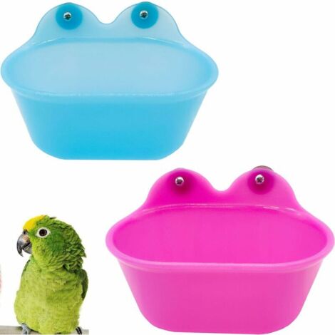 VURAHOME - Baignoire d'Oiseau Cage Mangeoire Multifonctionnelle Bird Bathtub - 2 Pcs Accessoires de Cage à Oiseaux Bassin Cage de Perroquet Boîte de Bain Suspendue pour Petits Oiseaux, Pinson, Canari, (1/5)