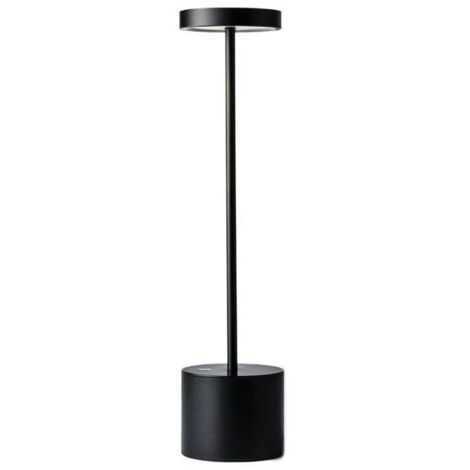 VURAHOME - Lampe de table sans fil LED rechargeable USB moderne - En aluminium - Intensité variable - Pour restaurant, chambre à coucher, table de chevet, noir,Tricolore Touch (1/5)