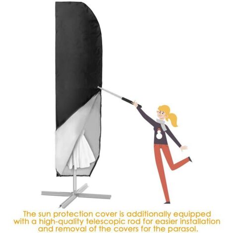 VURAHOME - Housse de protection pour parasol avec tige et parasol déporté 2 à 4 m Grand parasol Protection contre les intempéries, les UV, le vent Outdoor pour parasol déporté 280 x 30/81/46 cm (1/4)