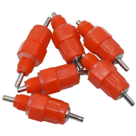 VURAHOME - Poules, poulets et canards Red 6 pièces distributeur automatique de tétines, vis à vis alimentation du bétail et équipement d'arrosage 5,2 1,5 cm (1/5)