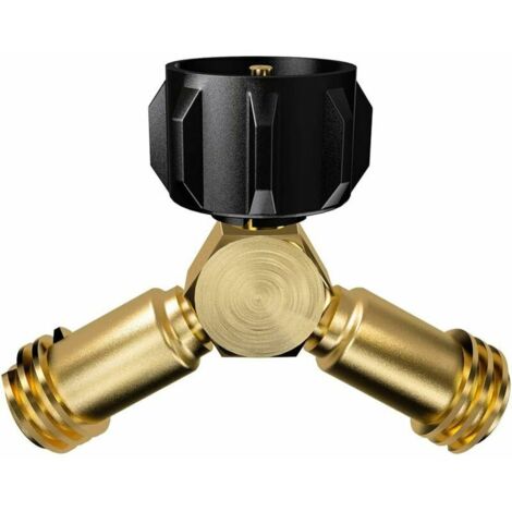 VURAHOME - Répartiteur en Y pour réservoir de propane, adaptateur de propane, valve à 2 voies pour une bouteille de gaz LP de 20 lb reliant 2 appareils, un barbecue, un appareil de chauffage, des poêl (1/5)