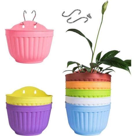 VURAHOME - 8 Pcs Coloré Résine Tenture Murale Jardinière Pot Vertical Jardin Vivant Mur Montage Fenêtre Accrocher Intérieur Extérieur Plante pour Cuisine Herbe Balcon Garde-Corps Étagère Clôture Treil (1/5)