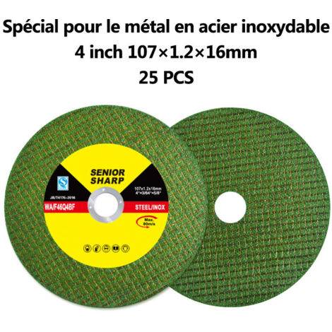 VURAHOME - Disques A Tronconner 25Pcs 107 X 16 X 1.2 Mm Tissu A Double Maille Pour L'Inox Et Le Metal Pour Meuleuse D'Angle De 100Mm (1/4)