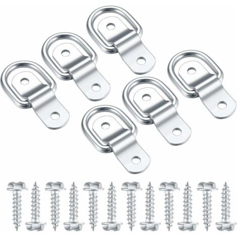 VURAHOME - Anneaux D'arrimage en D, Crochet Fixation INOX, Anneau De Montage pour Anneau De Fixation, Darrimage Sangle 6 Pcs et 12 Vis pour Remorque Voiture, Hamac Bois, Camping 6x25mm -Versailles (1/5)