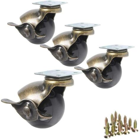 VURAHOME - Roulettes a boule Avec frein Roulettes pivotantes 2 Pouce(50mm) Roues pivotantes à Billes Vis de livraison Lot de 4, (1/5)