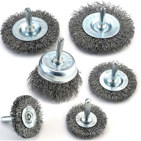VURAHOME - Brosse de nettoyage 6 Pcs Drill Wire Brush Set Brosses en acier au carbone à tige de 6,3 mm pour le nettoyage de la rouille, du décapage et de l'abrasion pour la fixation de la perceuse Crj (1/5)