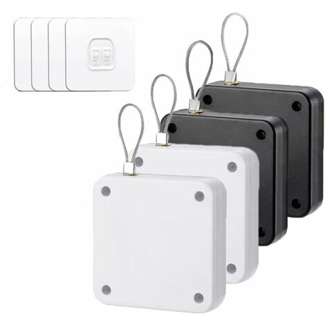 VURAHOME - 4 Pièces Ferme Porte Automatique, Ferme-portes Automatique à Capteur avec Capteur avec Cordon de Serrage pour Tous les Types D'alliages D'aluminium, Portes en Bois-Noir & Blanc (1/5)