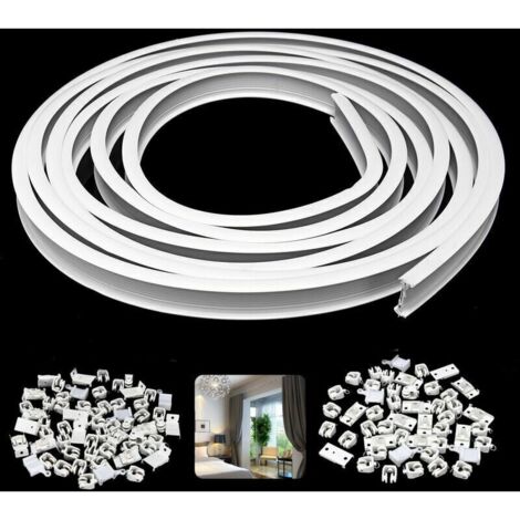 VURAHOME - Rail pour tringle à rideaux escamotable classique plastique + acier L.5m ouverture centrale (1/5)