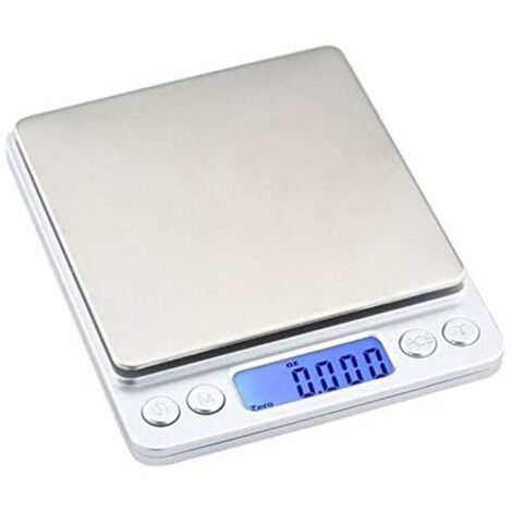 VURAHOME - Balance de Précision, 500g/0.01g, Balance de Cuisine, Balance de Précision Cuisine avec Fonction Tare et Compte, Écran LCD Rétroéclairé, 100g de Poids D'étalonnage (Acier Inoxydable&Argent) (1/5)