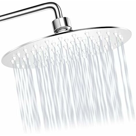 VURAHOME - Pommeau De Douche,25 CM Douchette Douche Salle De Bain,Rond Pommeau De Douche Anti Calcaire,Intégrés Pommeau Douche En Acier Inoxydable Pommeau De Douche Economie Deau (1/5)
