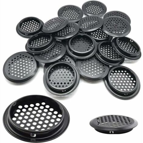 VURAHOME - Lot de 20 grilles d'aération rondes en acier inoxydable pour camping-car/salle de bain/cuisine. etc. Noir 53 mm (1/5)