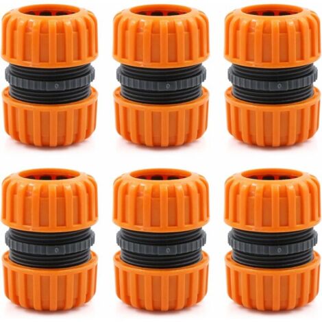 VURAHOME - Kit de réparation de tuyau d'arrosage - 6 pièces pour raccorder 19 mm (3/4), pour un raccordement facile et rapide ou un tuyau de réparation sans outils, jaune (1/3)