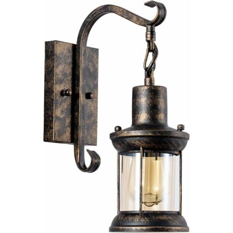 VURAHOME - Applique Industrielle Métal Couvercle en Verre Interieur Applique Murale Ancienne Applique Rétro pour Maison de Champagne Café Loft Cuisine Salon et d'hôtel(Bronze, Ampoules non Comprises) (1/5)