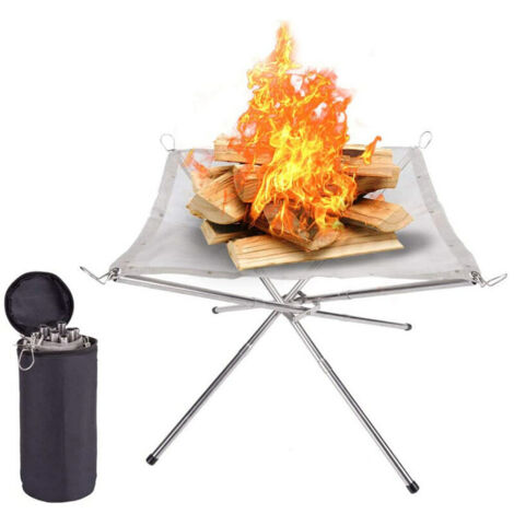 VURAHOME - Camping feu de camp support de feu arrière-cour chauffage maille foyer support pliant poêles à bois support feu de joie cadre (1/5)