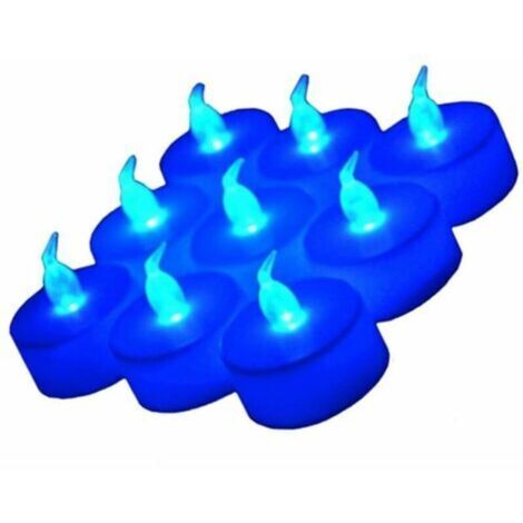 VURAHOME - Paquet de 24 bougies chauffe-plat à LED - Bougie chauffe-plat sans flamme scintillante - Faux bougies à piles de longue durée - Décoration pour mariage, fête et Noël (bleu - 24pcs) (1/5)