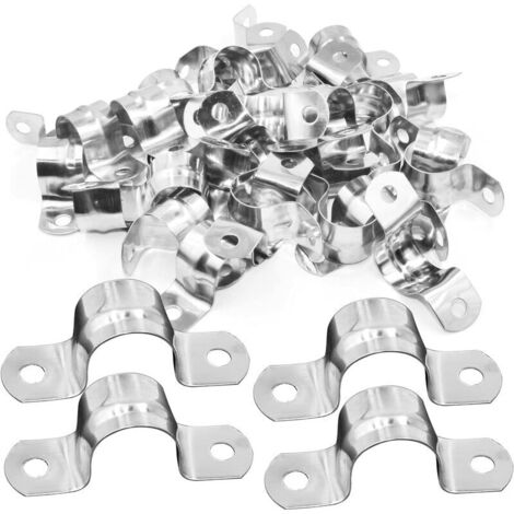 VURAHOME - Colliers de serrage en U Colliers de serrage en acier inoxydable Anneau de raccordement Collier de serrage pour fixer le support du tuyau d'eau Tuyau de gaz 40 pièces (16 mm 40 pièces) (1/5)