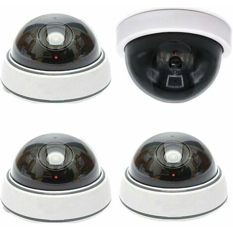 4PCS Caméra Factice Dme sans Fil Faux Simulation de Sécurité Extérieur avec Look Réaliste LED IR pour Protection de Sécurité de Magasin et Maison (1/5)