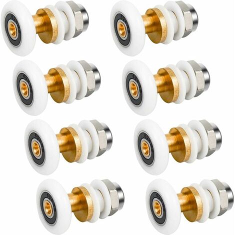 VURAHOME - 8pcs Roulettes Porte de Douche, Roulette Porte Coulissante Douche en Laiton 23mm, Roue pour Douche Coulissantes Porte Roue de Remplacement pour Rouleau, Épaisseur: 6mm