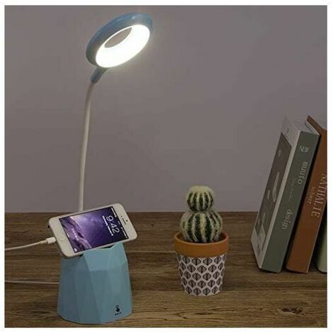 VURAHOME - Lampe de Bureau, Lampe de Bureau Led Dimmable, Lampe de Table pour Protéger les Yeux des Enfants avec 3 Modes d'éclairage (bleu)