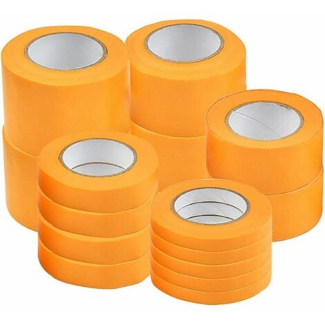 VURAHOME - 15 Rouleaux Rubans de Masquage Adhésifs Orange pour Peinture, Carrosserie et Bricolage 8/15/28/35/45mm x 20m (1/5)