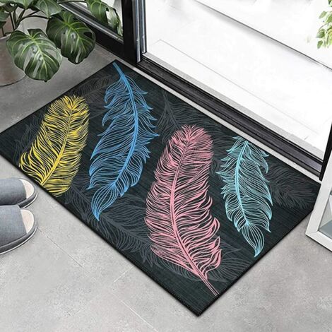 VURAHOME - Paillasson de Porte Non Glissante Tapis Entree de Porte Durable Paillasson Interieur de Porte Doux Lavables pour La Salle de Bains Extérieure Salon Courtyard 60x40cm / 23.6x15.7in-La Plum (1/5)