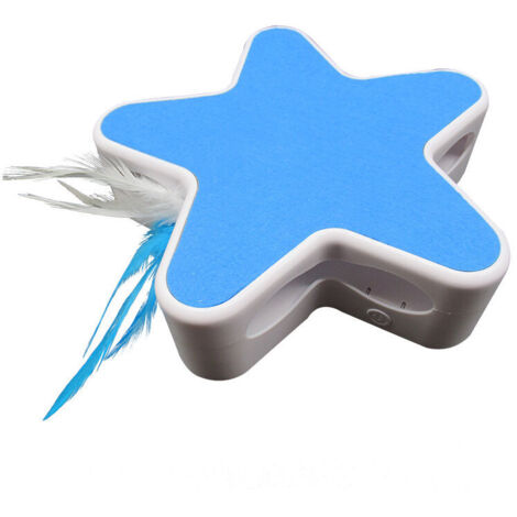 VURAHOME - Jouet Interactif pour Chat, Jouet électronique pour Chat Pentagram Box avec Teaser Plume Rotatif, Jouets de Chaton Automatique pour l’entranement à la Chasse (Bleu) (1/5)