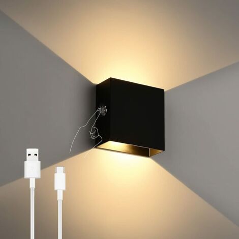 VURAHOME - 2PCS Applique Murale Intérieur,Applique LED d'intérieur,6W Lampe Murale décorative 3000K Up Down Applique Murale pour chambre,salon,escalier,Interrupteur tactile, fonction mémoire ,Recharge (1/5)