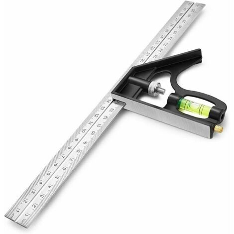 VURAHOME - Règles à tracer Carrée Outils de Mesure, Équerre combinée 300 mm, Acier Inoxydable Règle d'angle de Combinaison avec règle Réglable d'angle Droit d'alliage de Zinc Outil, Règle à Angle Carr (1/5)