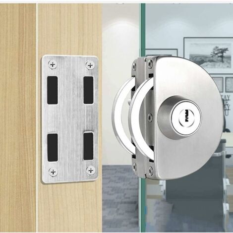 VURAHOME - Qrity Sans Perçage Serrure de Porte en Verre en Acier Inoxydable Serrure de Porte en Verre double Serrure de Porte en Verre Centrale Double Porte Coulissante Porte en Verre-Verrou simple (1/5)