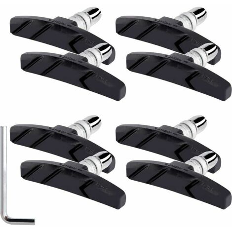Patins de Frein Vélo V-Brake 70 mm avec Ecrous Hexagonaux Entretoises et Clépour Vélo de Route Montagne Cyclisme Noir 4 Paires