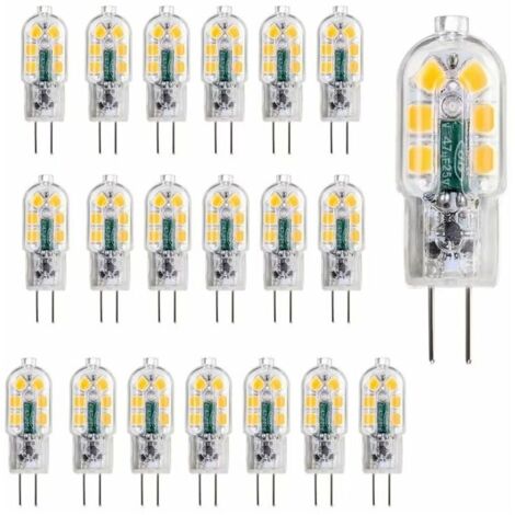 VURAHOME - Ampoule G4, Ampoule G4 LED 2W 180LM, Équivalent 20W G4 Ampoule Halogène, Blanc Chaud 3000K, AC/DC 12V, Sans Scintillement, Non Dimmable, Lot de 20 (1/5)