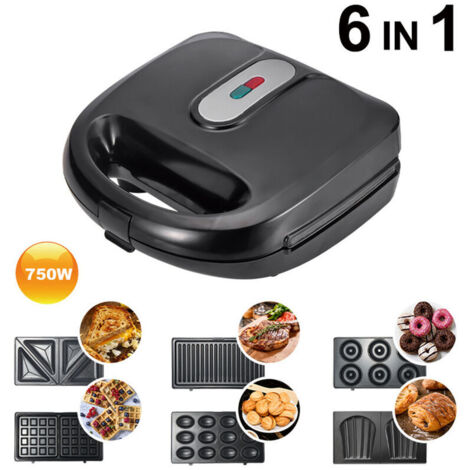 VURAHOME - Gaufrier Multifonction , Croque Monsieur Gaufrier Et Grill 6 En 1 , Beignets Madeleine Grande Puissance De 750W