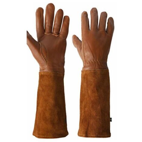 VURAHOME - Gants longs en peau de mouton marron café gants de travail de jardin gants anti-coupure anti-couteau pour outil de soudage (1/3)
