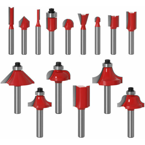 VURAHOME - 15pcs 6.35mm Tige Fraises à Défoncer Kit Coffret Fraise pour Defonceuse en Carbure de Tungstène Outil de Travail du Bois de Carbure de Profil (1/5)