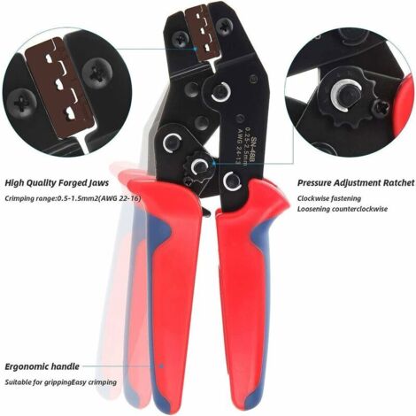 VURAHOME - Pince a Sertir Cosse Electrique, Pinces à Sertir avec Poignée Ergonomique Disponible pour les Connecteurs de Fils électriques SN-48B (1/5)