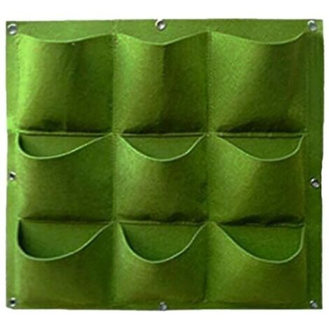 VURAHOME - 9 Pocket Vertical Greening Hanging Wall Jardin Plant Grow Pot Bag Planter (1/2)