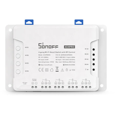 VURAHOME - Sonoff 4CH PRO R3 ITEAD interrupteur intelligent WiFi 4 gangs avec application de contrôle RF prise en charge de la synchronisation 3 modes de fonctionnement, 4CH PRO R3