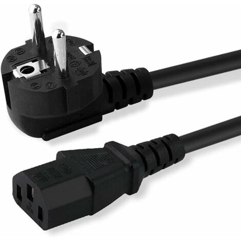 VURAHOME - Cordon d'alimentation, Norme UE 250V 10A, 1.2M, Câble d'alimentation Secteur à Prise Angulaire pour Imprimante, Micro-Ondes, Four, etc. (1/5)