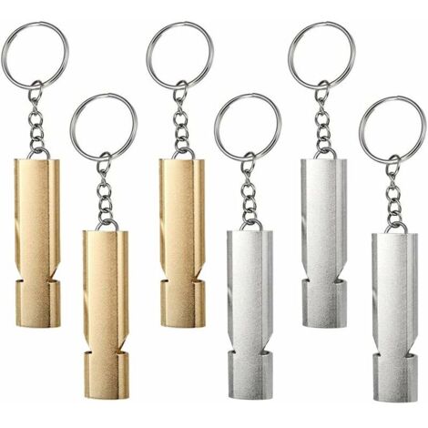 6 Pièces Sifflet, Sifflet Arbitre, Sifflet de Survie, Sifflet de Sécurité pour Entraînement aux Sports de Plein Air Animaux de Compagnie Randonnée Activités de Montagne (Or, Argent) (1/5)
